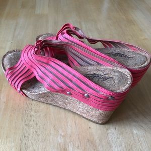 Lucky Brand LK Miller2 Striped Wedge Sandal 8.5